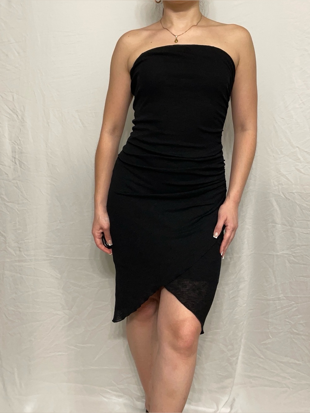 Vintage 90s Heart Moon Star Black strapless midi dress